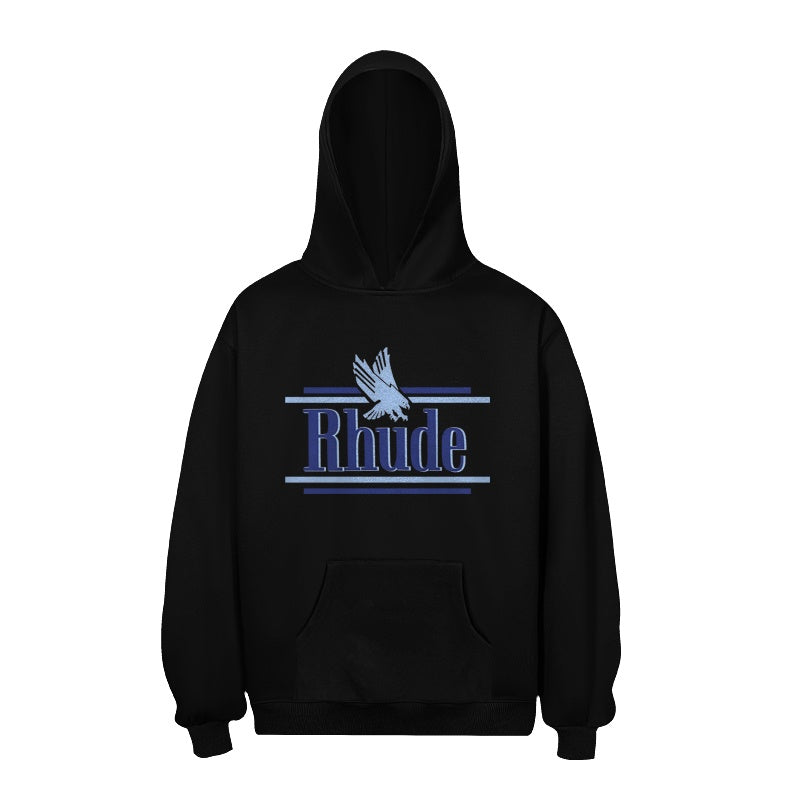 RHUDE Hoodie Flying‑Eagle Horizontal‑Line Chest Graphic