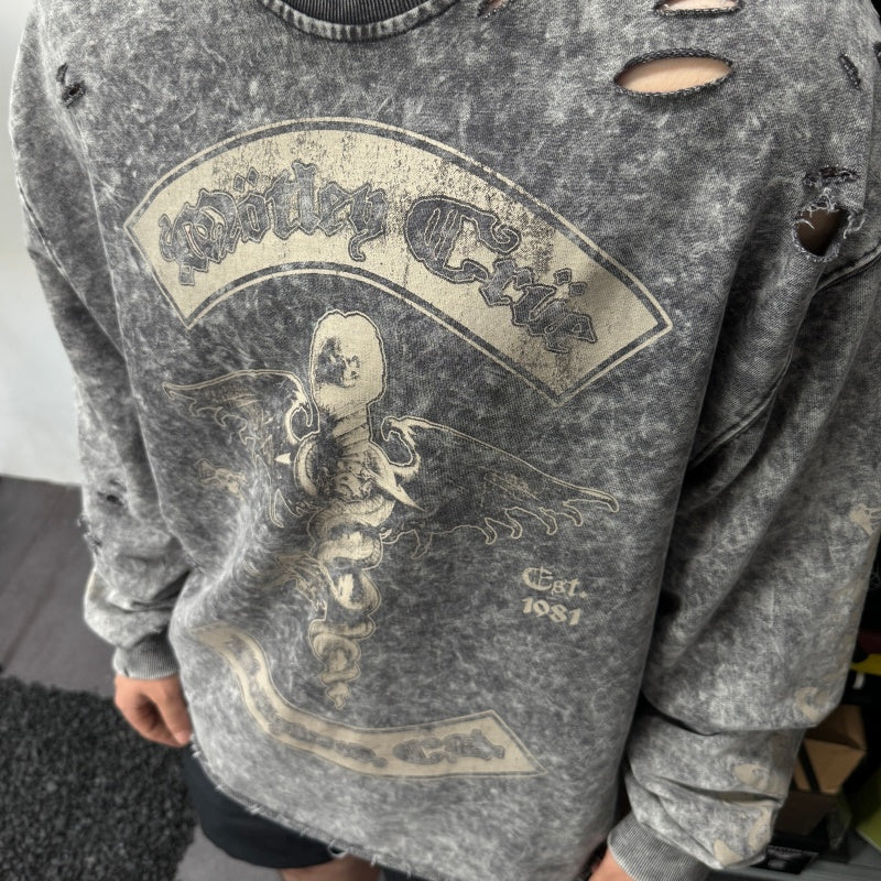 Unisex Vintage sweatshirt Mötley Crüe Hollywood Tour Exclusive Crewneck Sweatshirt – Heavyweight, Washed & Distressed Finish