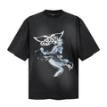 Saint Michael T Shirts Y2K Metallic Lady Wing Gothic Lettering Dark Tone T-shirt Design