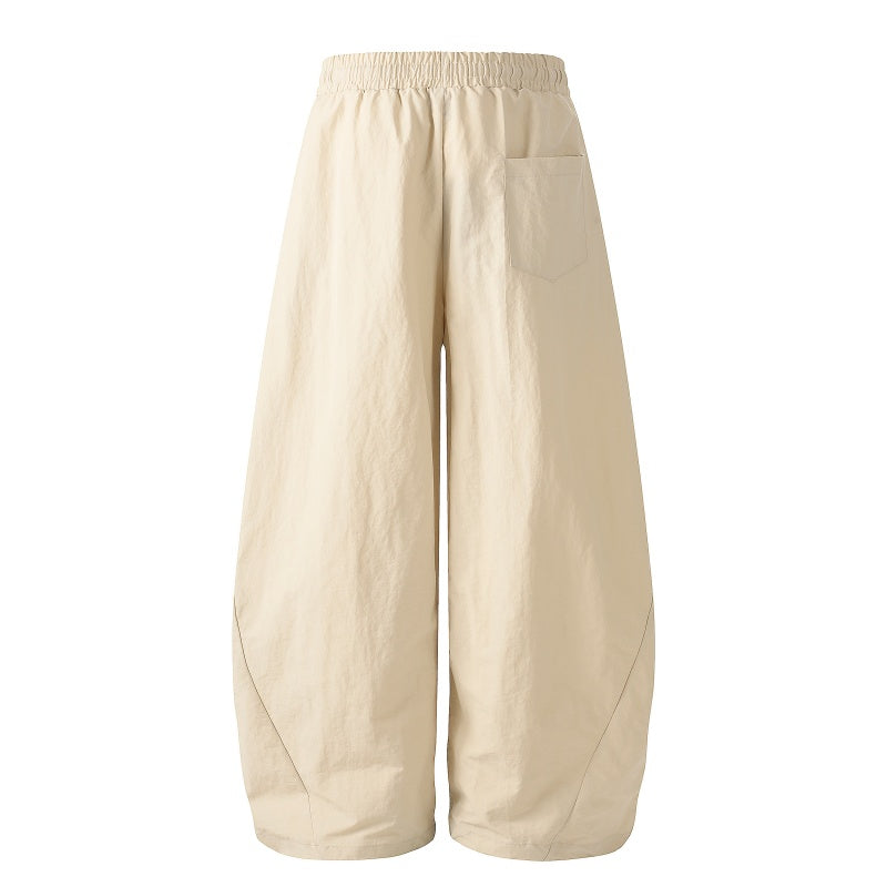 American-style streetwear harem pants Knee Ruched Relaxed Fit Drawstring Bottoms