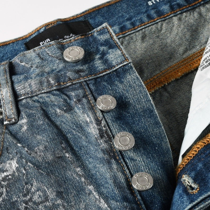 Purple brand Jeans High-quality pure cotton streetwear trousers Loose-fit straight-leg trousers with an all-over print