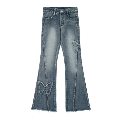 American-style streetwear harem pants Raw frayed hem edge detail
