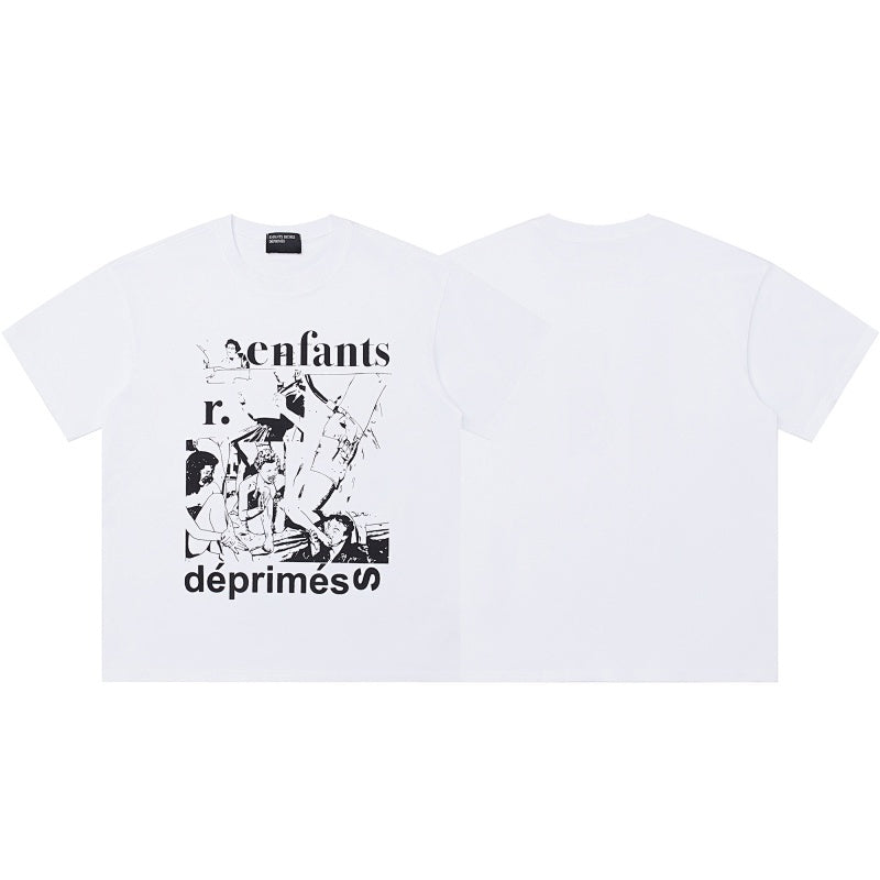 ERD T Shirts Line Art Sketch Figure Stacked Typography Graphic Top
