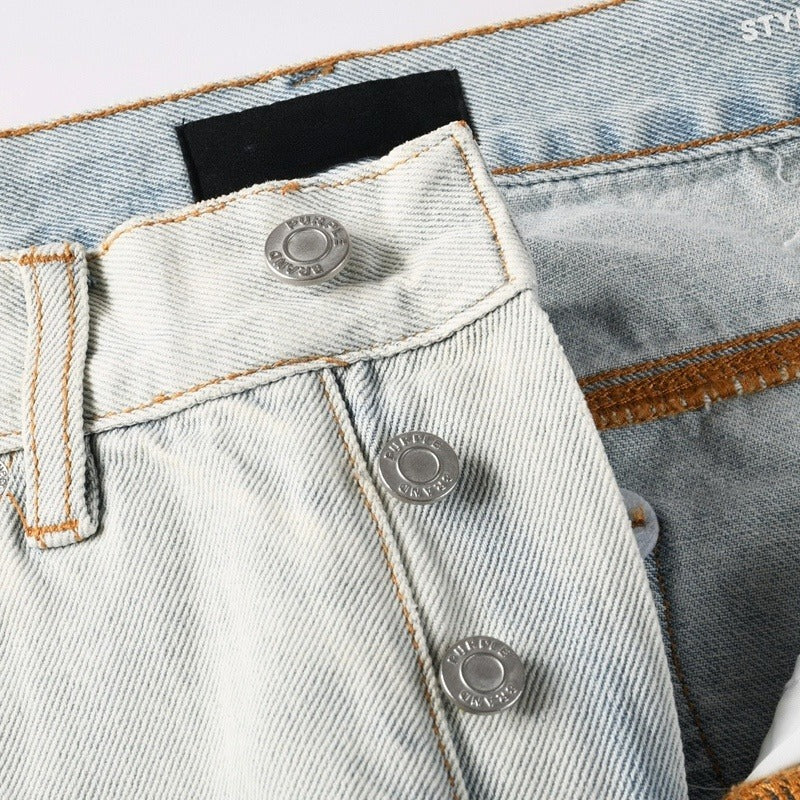 Purple brand Jeans High-quality pure cotton streetwear trousers Distressed loose straight-leg trousers