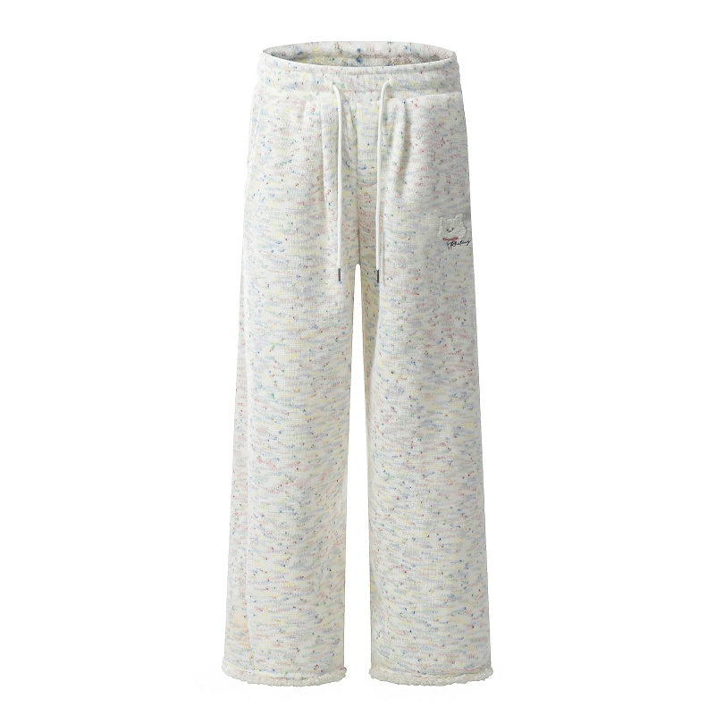 American-style streetwear harem pants Pastel Sprinkle Knit Relaxed Wide Bottoms Cotton-padded trousers