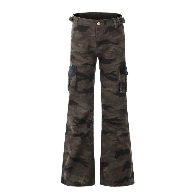 American-style streetwear harem pants Waist adjuster strap vintage silhouette
