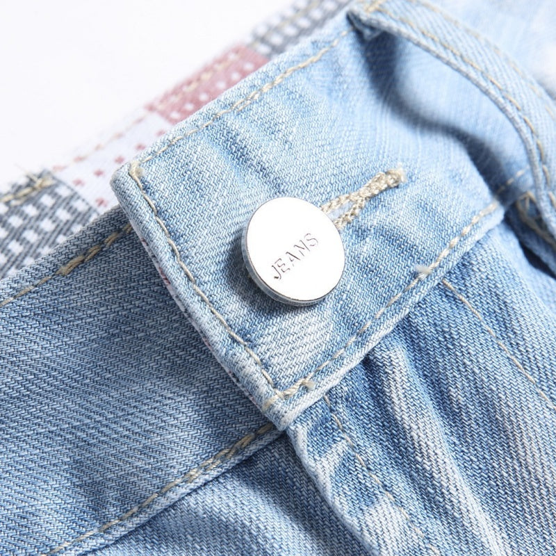 Denim shorts High-quality trendy casual pure cotton Non-stretch plus-size men's clothing