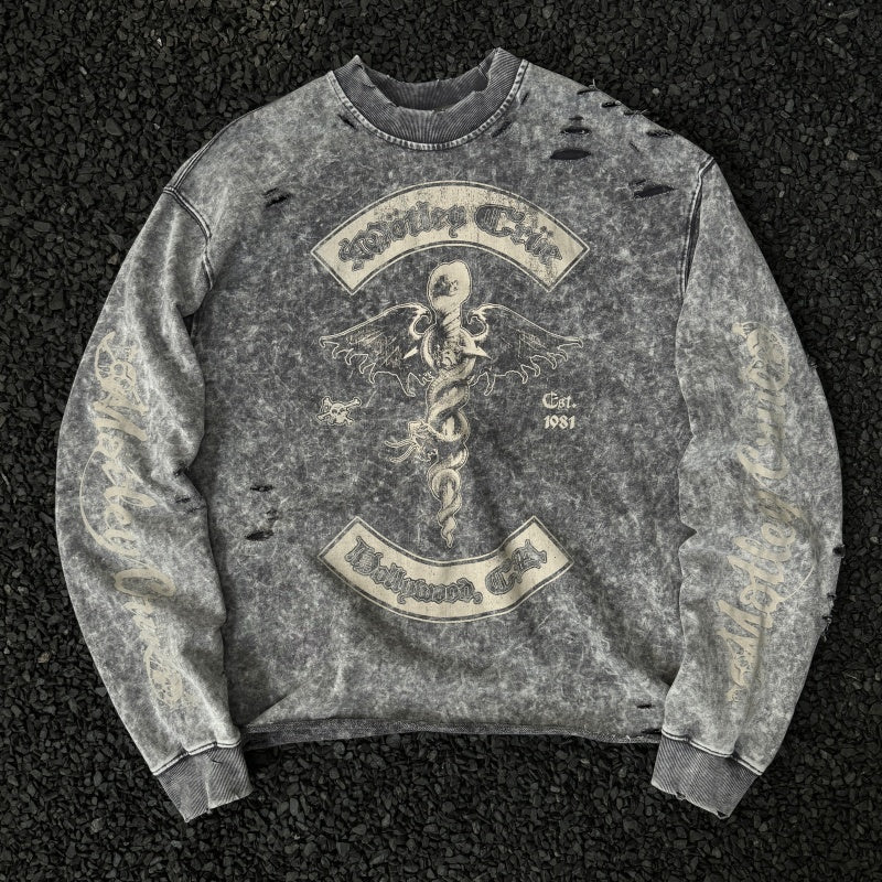 Unisex Vintage sweatshirt Mötley Crüe Hollywood Tour Exclusive Crewneck Sweatshirt – Heavyweight, Washed & Distressed Finish