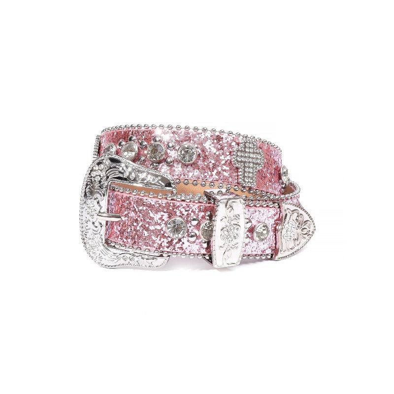 Hip-hop punk rhinestone belt kids cross retro punk style