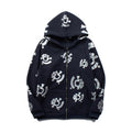 Denim Tears Hoodie Y2K All-Over Metallic Silver C-Logo Printed Oversized Zip Hoodie