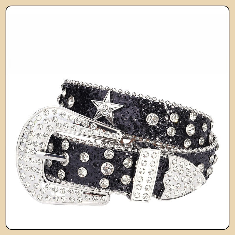 Hip-hop punk rhinestone belt kidsy2k five-pointed star decoration