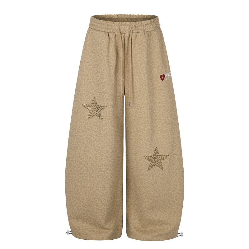 American-style streetwear harem pants Vintage Leopard Star Graphic Joggers