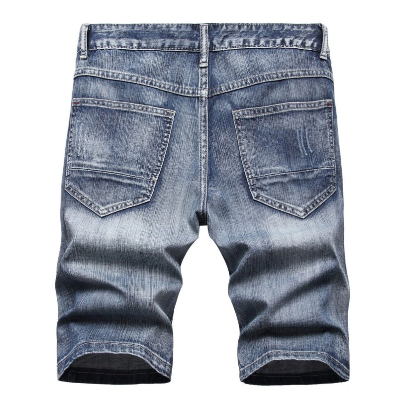 Denim shorts High-quality trendy casual pure cotton Non-stretch plus-size men's clothing