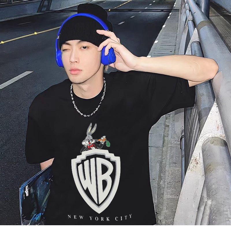 Mens T-shirt Vintage Trendy brand Bugs Bunny cartoon print (as worn by Justin Bieber)