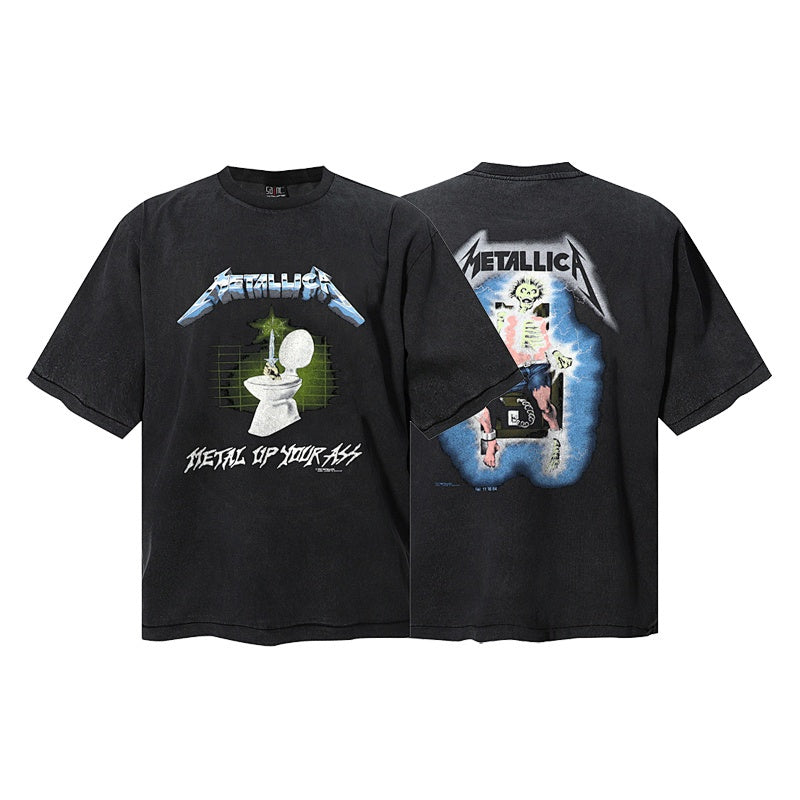 Saint Michael T Shirts  Washed Retro Thrash Rock Front Back Print