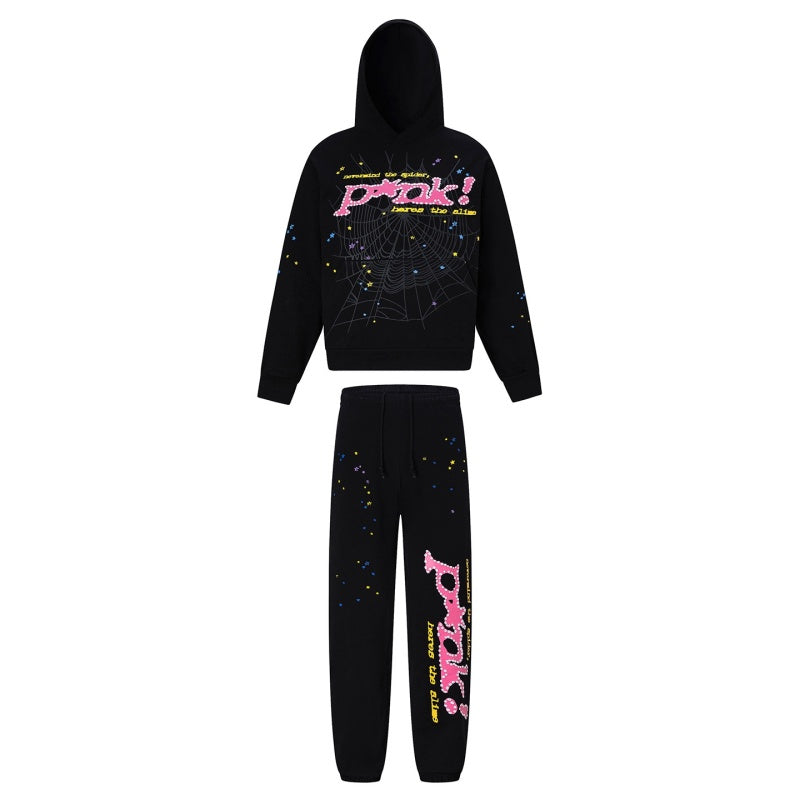 Spiderweb hoodie & sweatpants 2 piece set High-quality pure cotton for autumn and winter