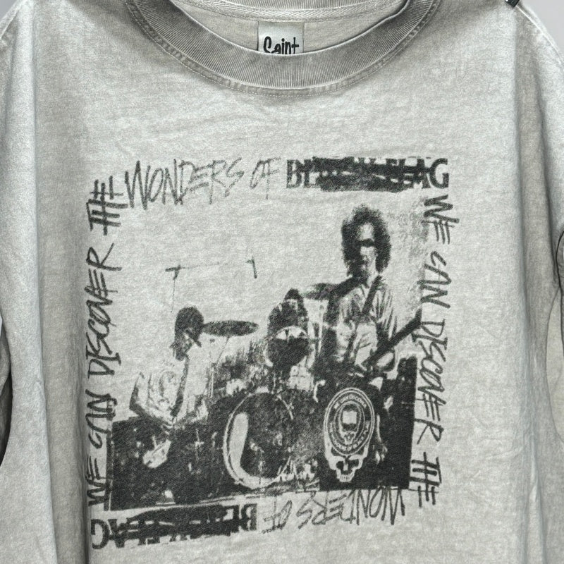 Unisex Vintage T Shirts Black Flag Limited Edition Washed Tank Top — Custom heavyweight brushed fabric with a vintage feel; unique cement-grey finish; white ink direct-to-garment print.
