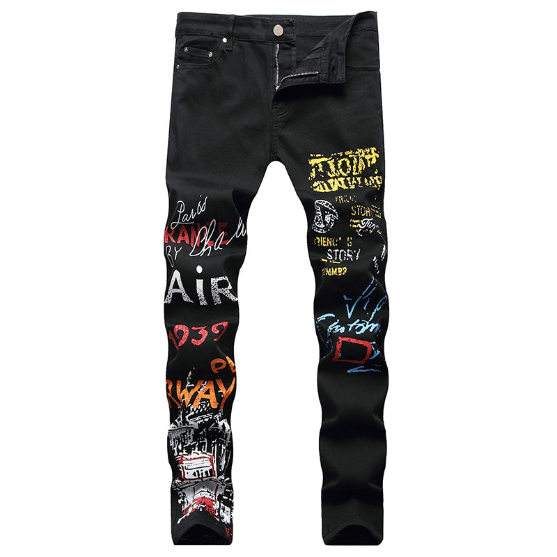 Mens Fashion Jeans Street graffiti style 5601# 5608# Pure cotton high quality