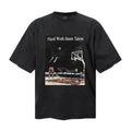 Saint Michael T Shirts Faded Texture Outdoor Basketball Court Figure & Letter Oversized Tee Print