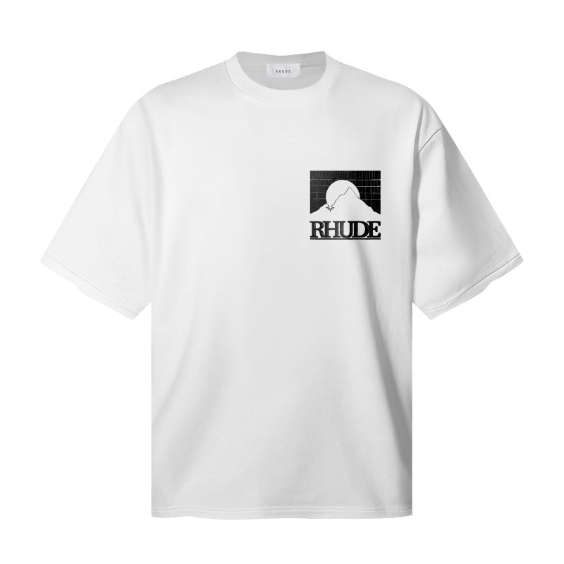 RHUDE T Shirts Mountain Silhouette Dual‑Side Statement Print