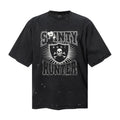 Saint Michael T Shirts Washed Black Distressed Saintly Hunter Shield Skull Crossbone Vintage Graphic