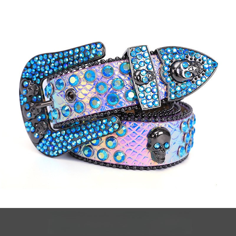 Hip-hop punk rhinestone belt skull stylish belt