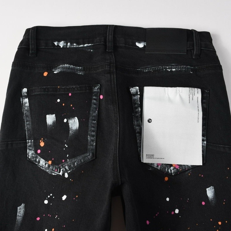 Purple brand Jeans High-quality pure cotton streetwear trousers Splashed ink