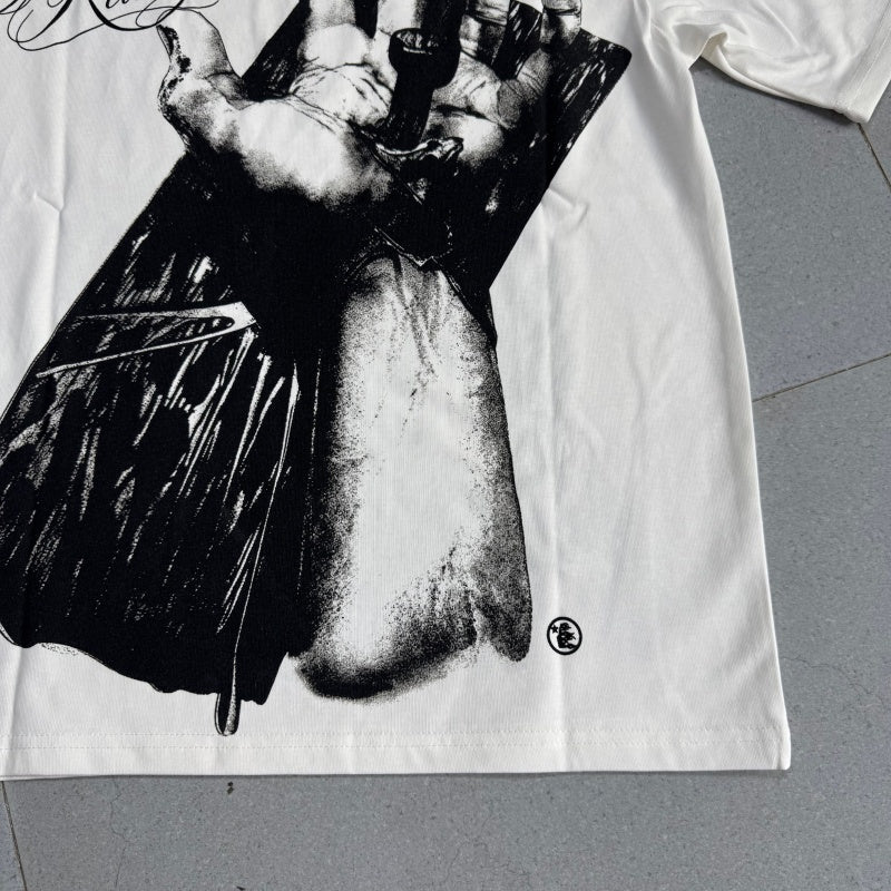 Vintage-style American T-shirt Dark Tone Palm Overlay Typography Design