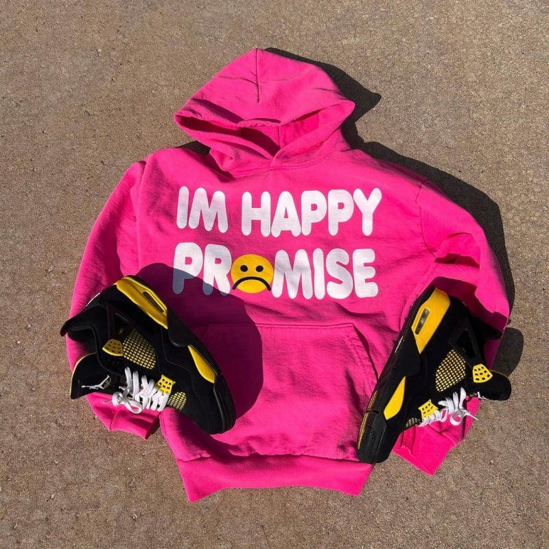Unisex Vintage Hoodie  CPFM CHO – Charcoal Grey & Rose Pink – Puff Print & Fleece-Lined