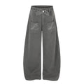 American-style streetwear harem pants Front Pocket Glitter Letter Detail Oversized Cut