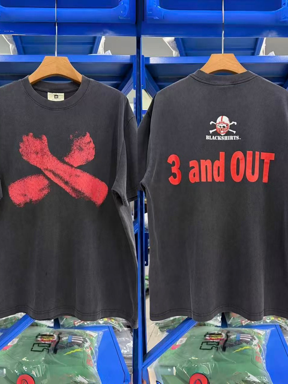Vintage style washed summer wear T shirt Dual blades
