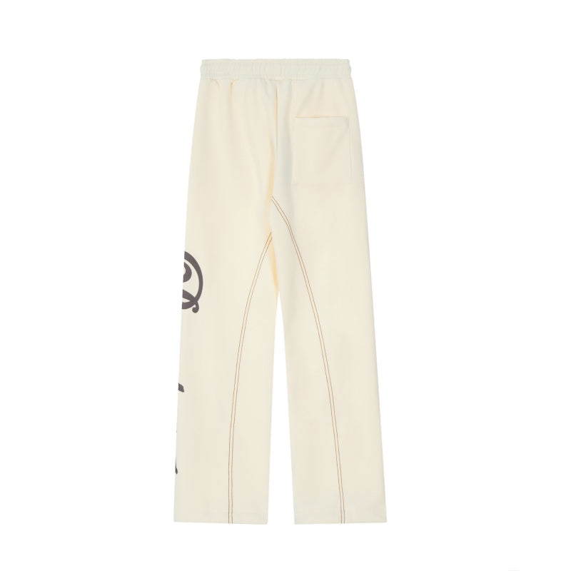 American-style streetwear harem pants Vertical side letter print casual loose cut plus velvet