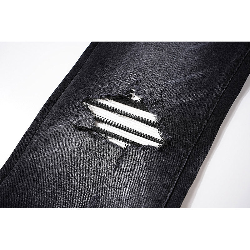 AM Jeans Fashion Black Ripped Loose