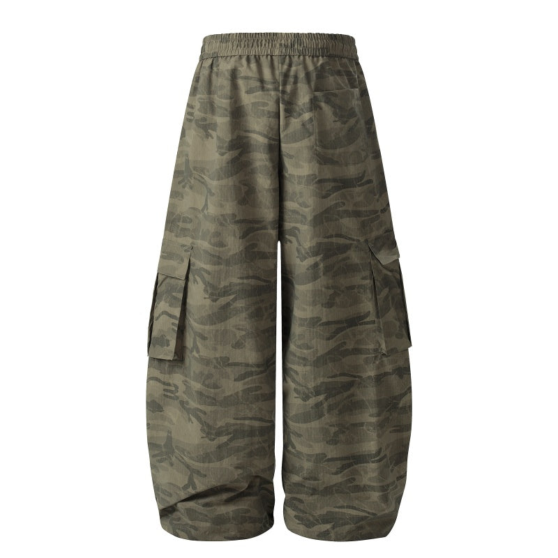 American-style streetwear harem pants Streetwear Camo Ruched Cargo Trousers
