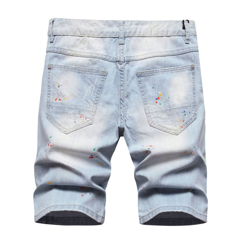 Denim shorts High-quality trendy casual pure cotton Non-stretch plus-size men's clothing