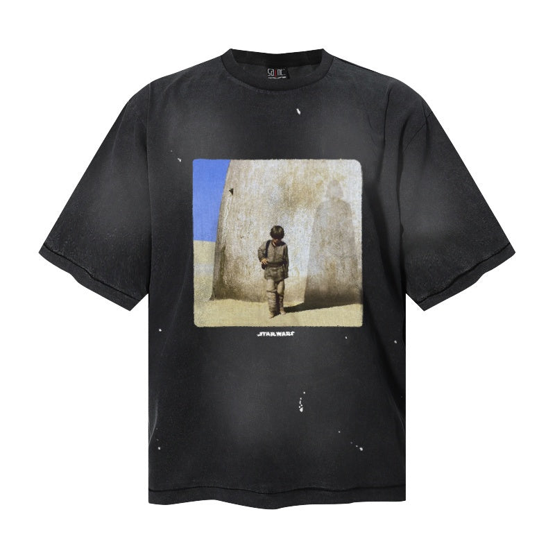 Saint Michael T Shirts Splatter Hole Aged Desert Scene Photography Art