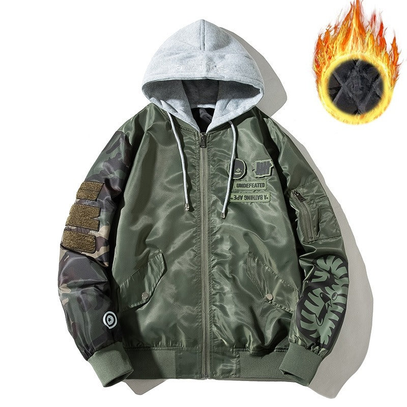 Men's Bomber Jacket MA-1 Winter Thickness available cotton-padded jacket Air Force Pilot Men's and Women's Autumn and Winter Thickened Couple Baseball Uniform