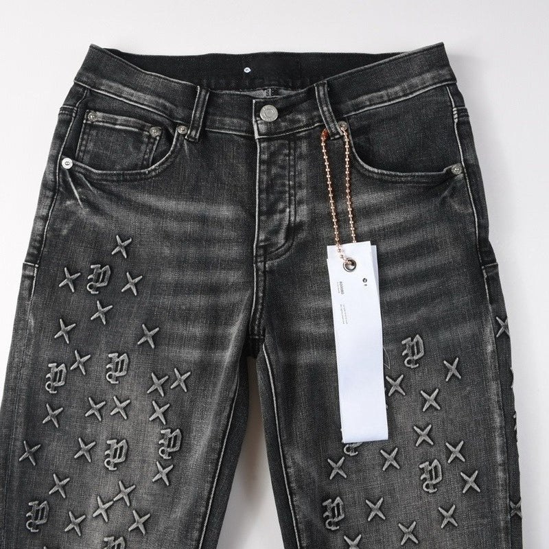 Purple brand Jeans High-quality pure cotton streetwear trousers embroidery
