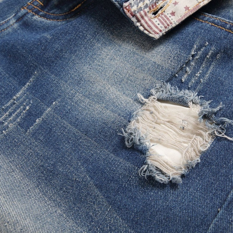 Denim shorts High-quality trendy Distressed with holes casual pure cotton Non-stretch plus-size men's clothing
