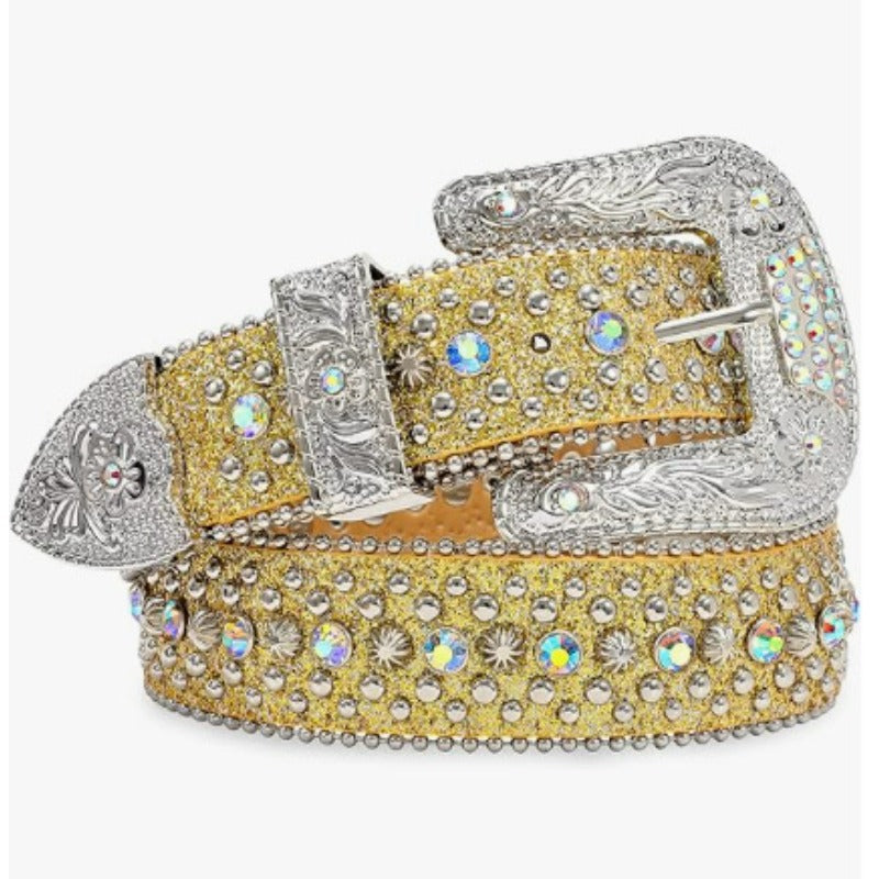 Hip-hop punk rhinestone belt y2k style wide version