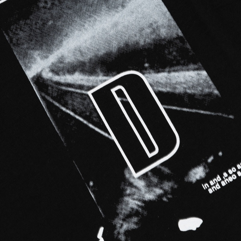 ERD Long sleeved shirt  Multi-Position Distressed Print Circular Portrait & Vertical Letter Motif