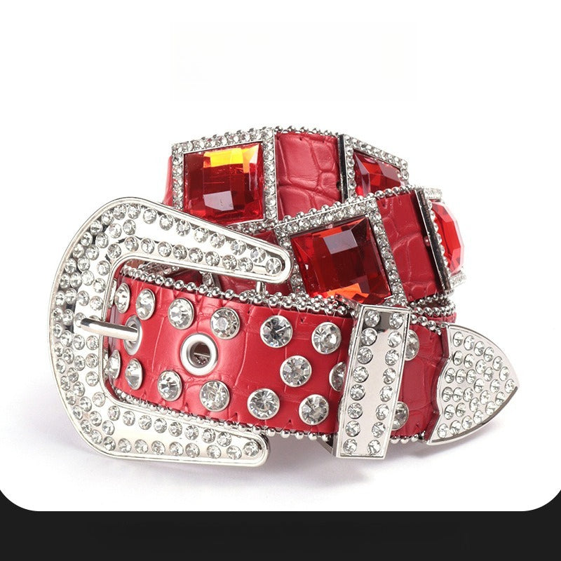 Hip-hop punk rhinestone belt western punk style