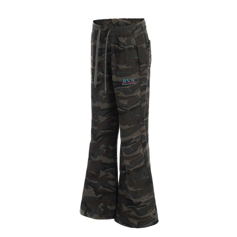 American-style streetwear harem pants Vintage Camo Letter Print Flared Trousers