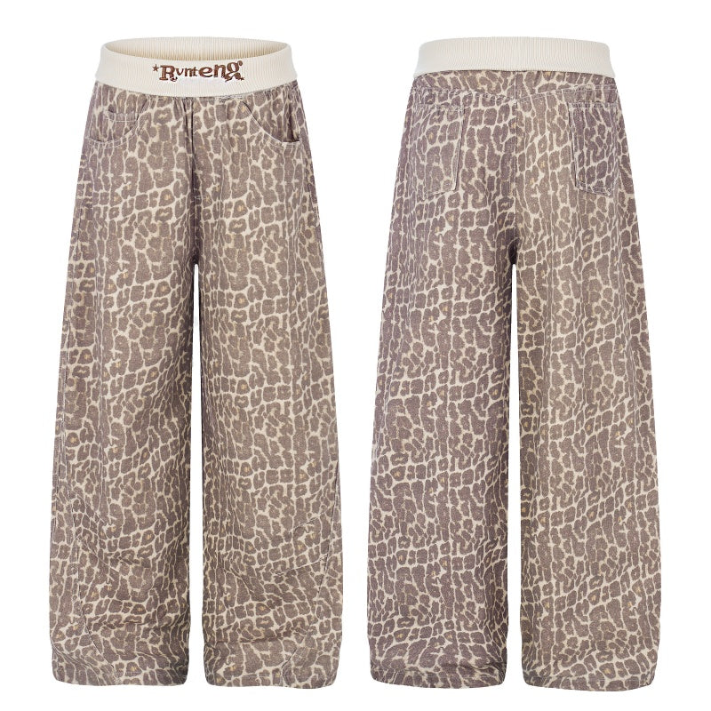 American-style streetwear harem pants Vintage Snake Skin Print Relaxed Straight Leg Pants