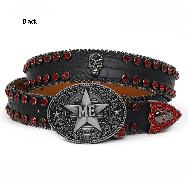Hip-hop punk rhinestone belt dark style