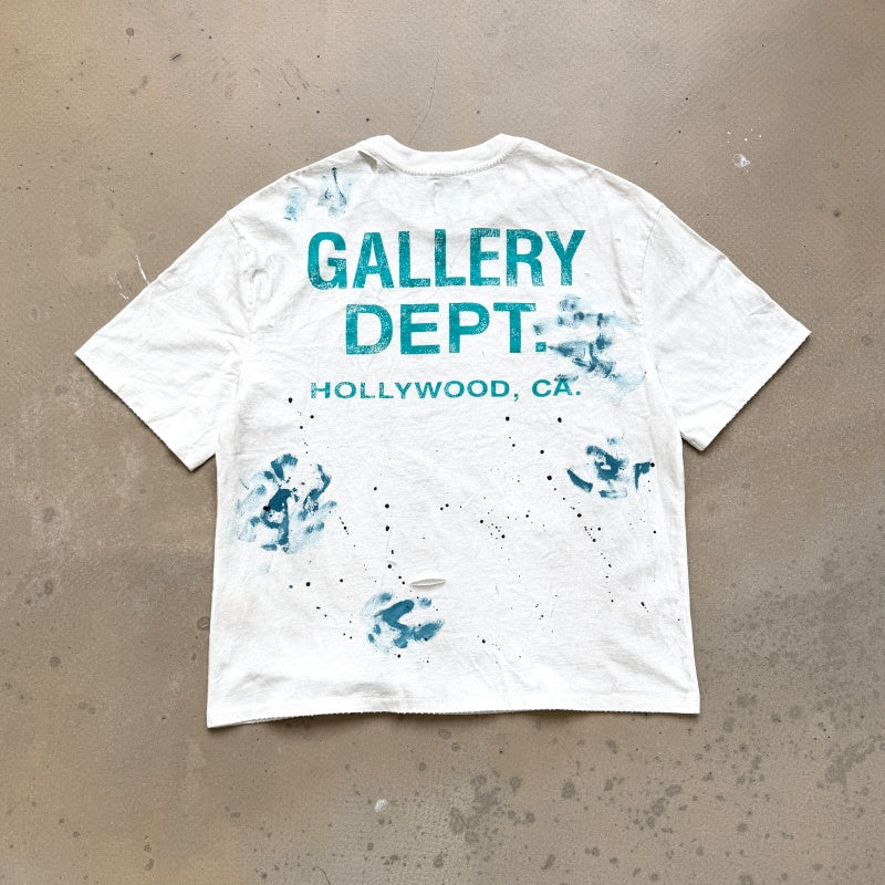 Unisex Vintage T Shirts GALLERY DEPT. 26SS "California Exclusive" Street Graffiti-Style T-Shirt: Featuring hand-painted splatter details, multi-location hand-distressing, heavyweight enzyme-washed fabric, and an all-over hand-applied "dirty wash" spr