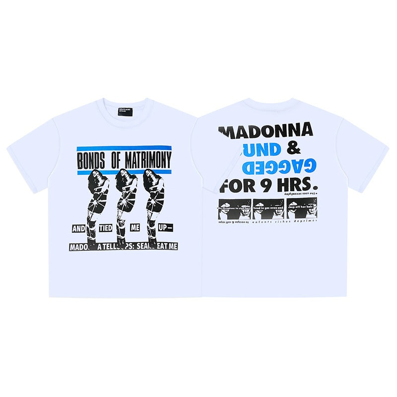 ERD T Shirts Double-sided Distressed Letter & Silhouette Printed Top