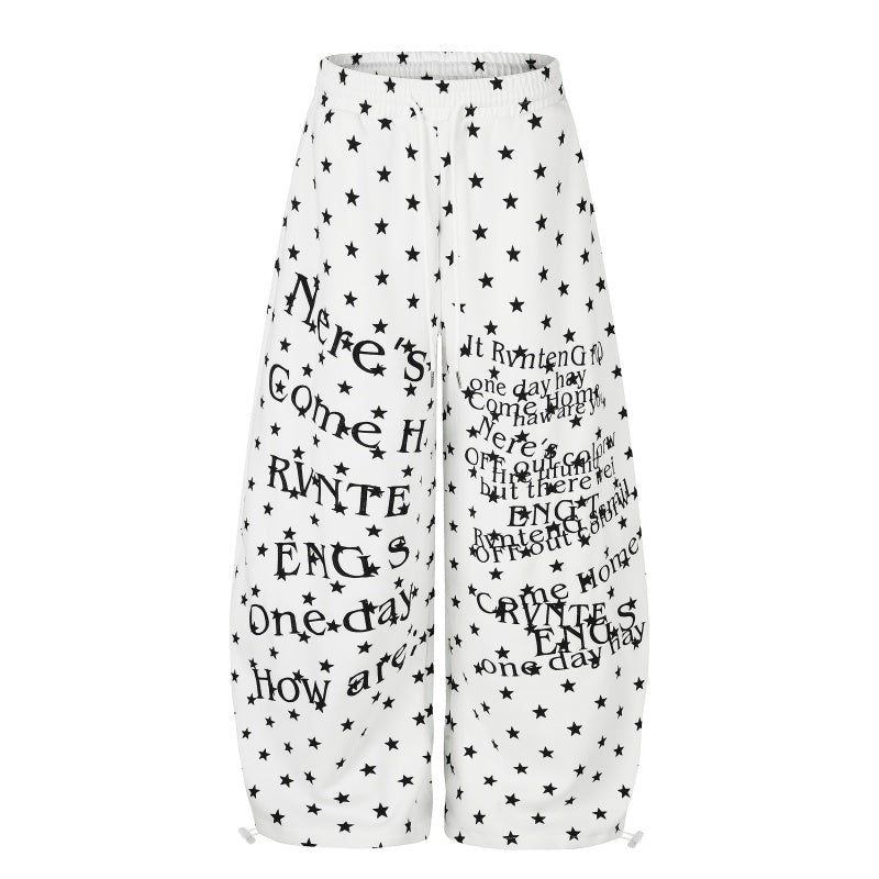 American-style streetwear harem pants Y2K Full Print Star Letter Wide Leg Joggers
