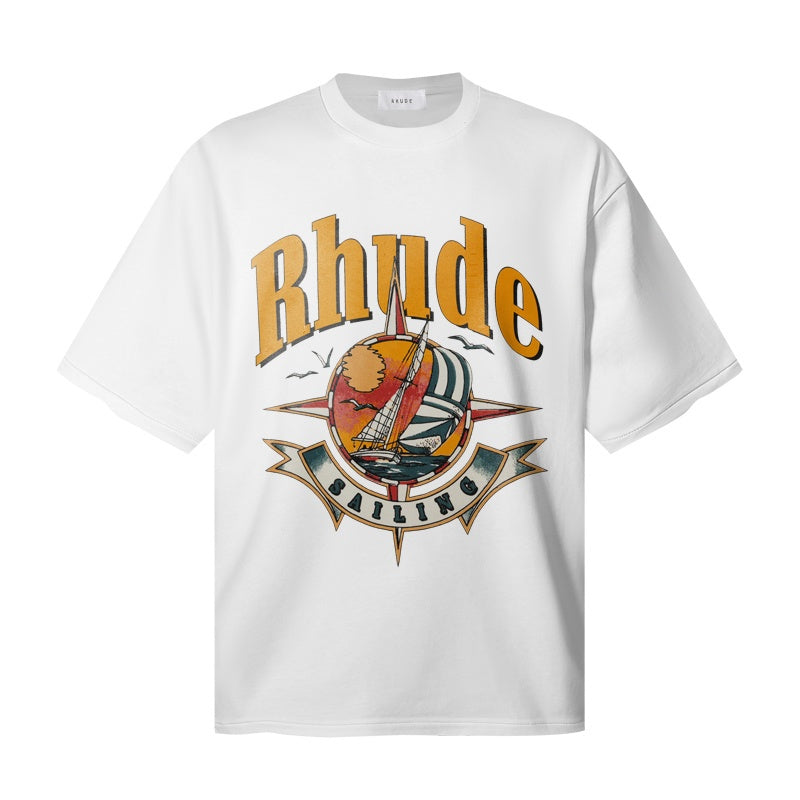 RHUDE T Shirts Old-School Rhude Car Badge Art