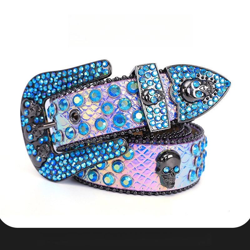 Hip-hop punk rhinestone belt kids skull accessories